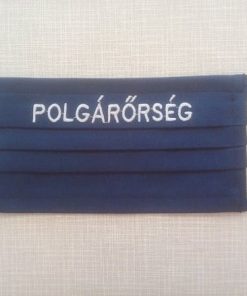 1 db királykék, pamut (fehér) POLGÁRŐRSÉG Hímzéssel készült maszk