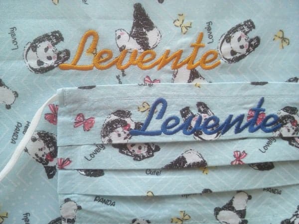 2db egyedi névvel (egy sor) hímzett textil szájmaszk - Image 2