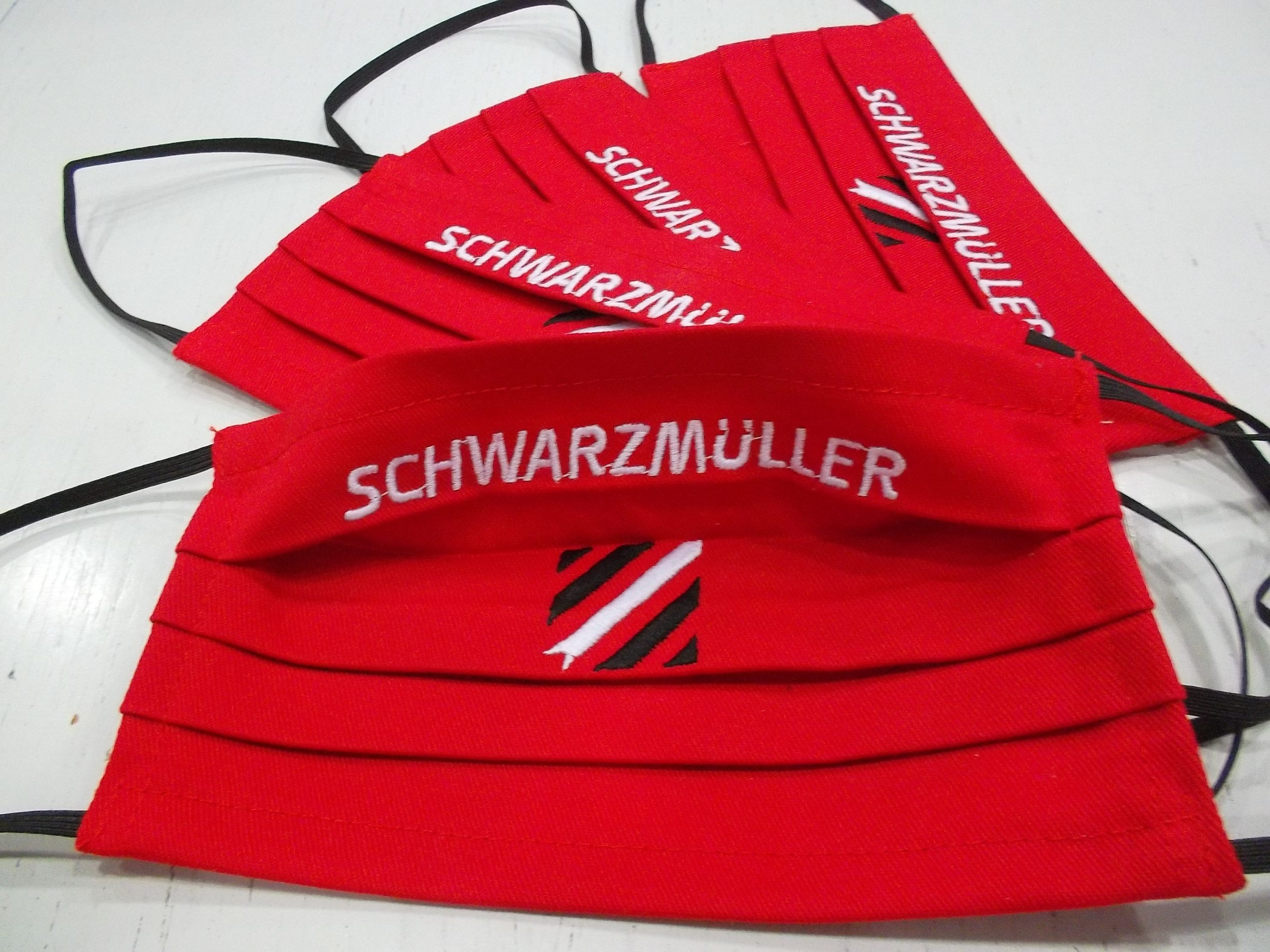 4 darab azonos SCHWARZMÜLLER mintájú, piros, pamut arcmaszk - Image 2