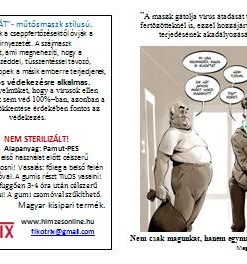 Alternative view of 1 db fekete Textil szájmaszk -Magyar zászló hímzéssel