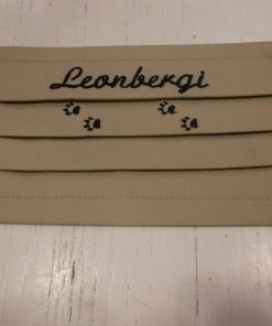 1 db Leonbergi szöveggel hímzett, drapp arcmaszk