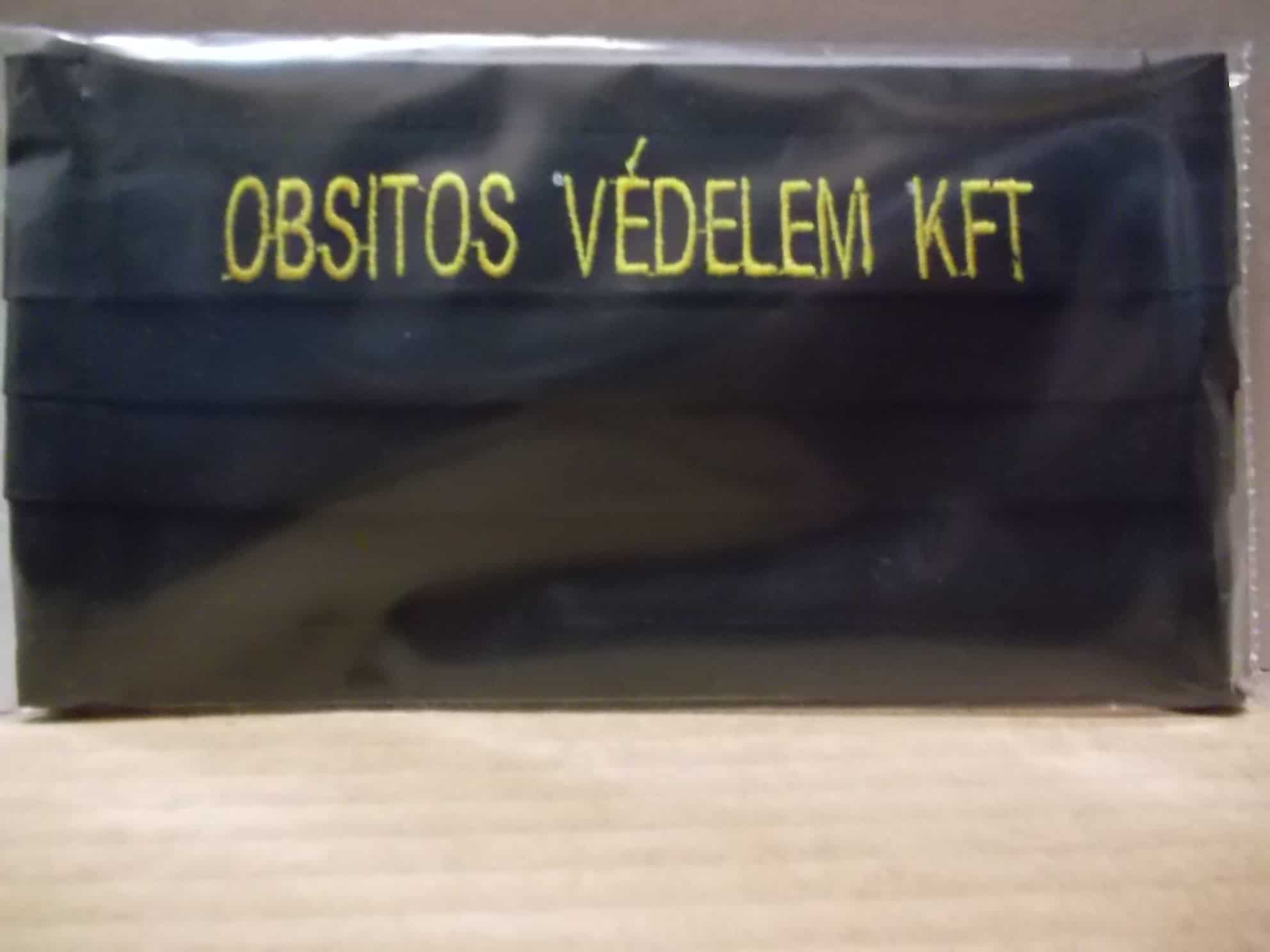 1 darab Pamut, Fekete OBSITOS VÉDELEM KFT hímzésű arcmaszk